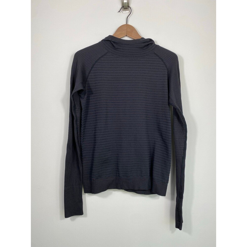 Lululemon Keep The Heat Hoodie Black Striped Thumbholes Athletic size 8